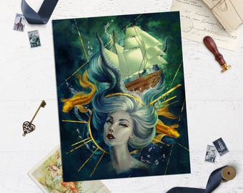 Sea Siren Mermaid Wall Art Print