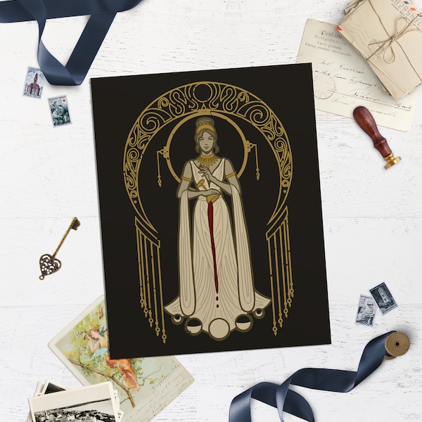 Selene giet de maan Art Deco Wall Print