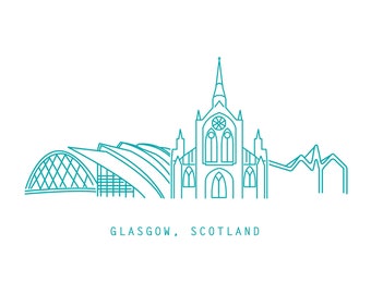 Glasgow, Scotland skyline poster (11"x17')