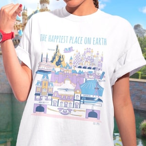 Camiseta con ilustración de mapa del lugar más feliz de la Tierra