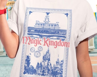 Magic Kingdom Vintage Style Grafik T-Shirt