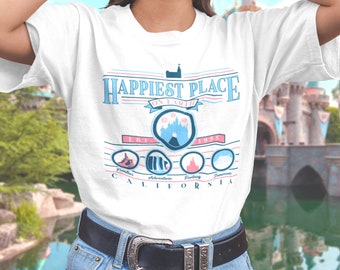 Gelukkigste plek op aarde Collegiale vintage stijl T-shirt
