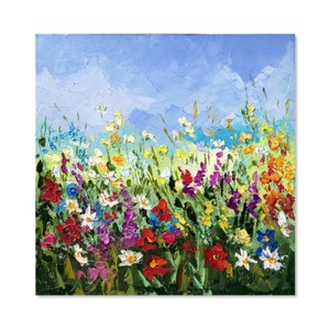 Custom Impasto Aqua Zinnia Flower Painting Impasto Oil Etsy