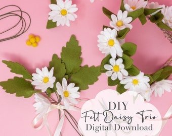 Daisy Trio Digital Download  PDF and SVG DIY Package