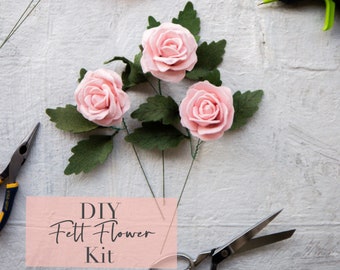 Kit de bricolage de fleurs en feutre de rose en forme de cœur doux