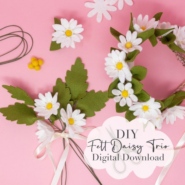 Daisy Trio Digital Download  PDF and SVG DIY Package