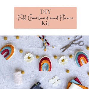 Rainbow Flower Garland Felt DIY Kit and Tutorial