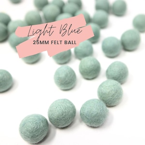 Light Blue Wool Felt Ball 25mm / 1 inch Ball