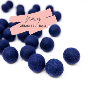 Navy Wool Felt Ball 25mm / 1 inch Ball