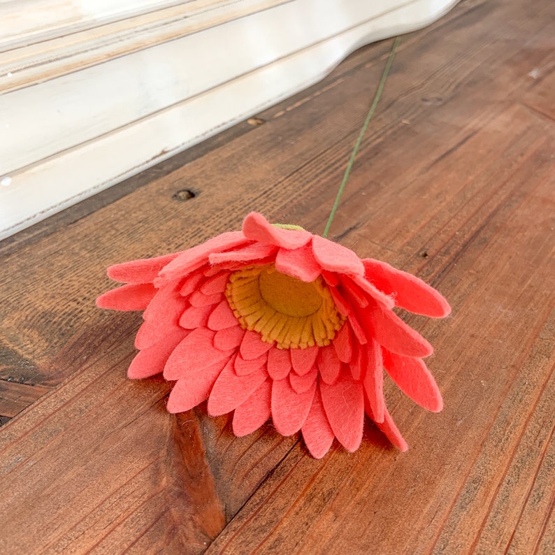Felt Gerber Daisy Flower Stem Felt Flower Wedding Bouquet Etsy