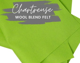 Chartreuse Wool Blend Felt Sheet: DIY Craft Fabric