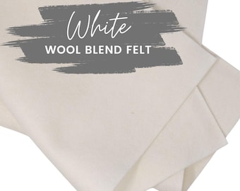 White Wool Blend Felt Sheet: DIY Craft Fabric