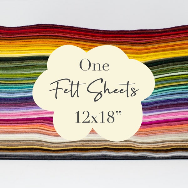 One 12x18 Felt Sheets, Felt sheets for crafting, Rainbow felt, Choose your color