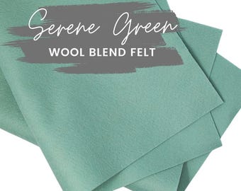 Serene Green Wool Blend Felt Sheet: DIY Craft Fabric