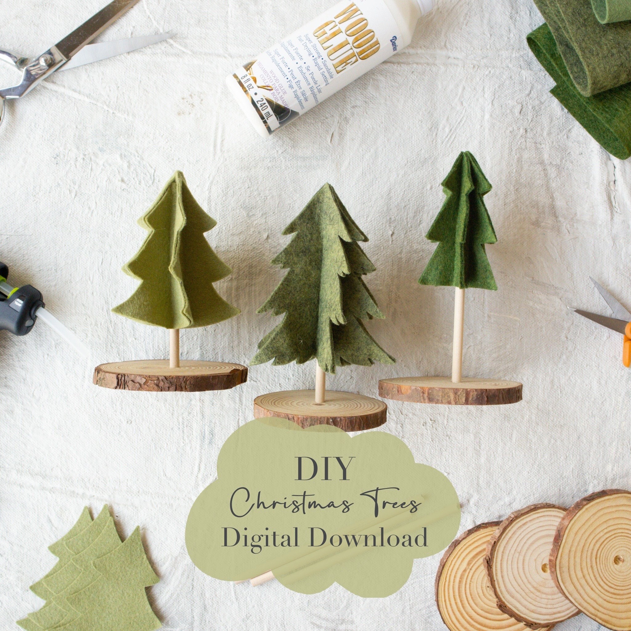 Felt Christmas Tree Village Digital Download DIY Package