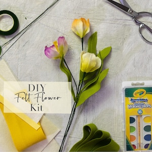Kit de bricolage et tutoriel de fleur de feutre de tulipe et d’aquarelle