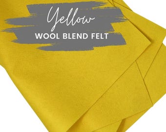 Yellow Wool Blend Felt Sheets, Felt sheets for crafting, Rainbow felt