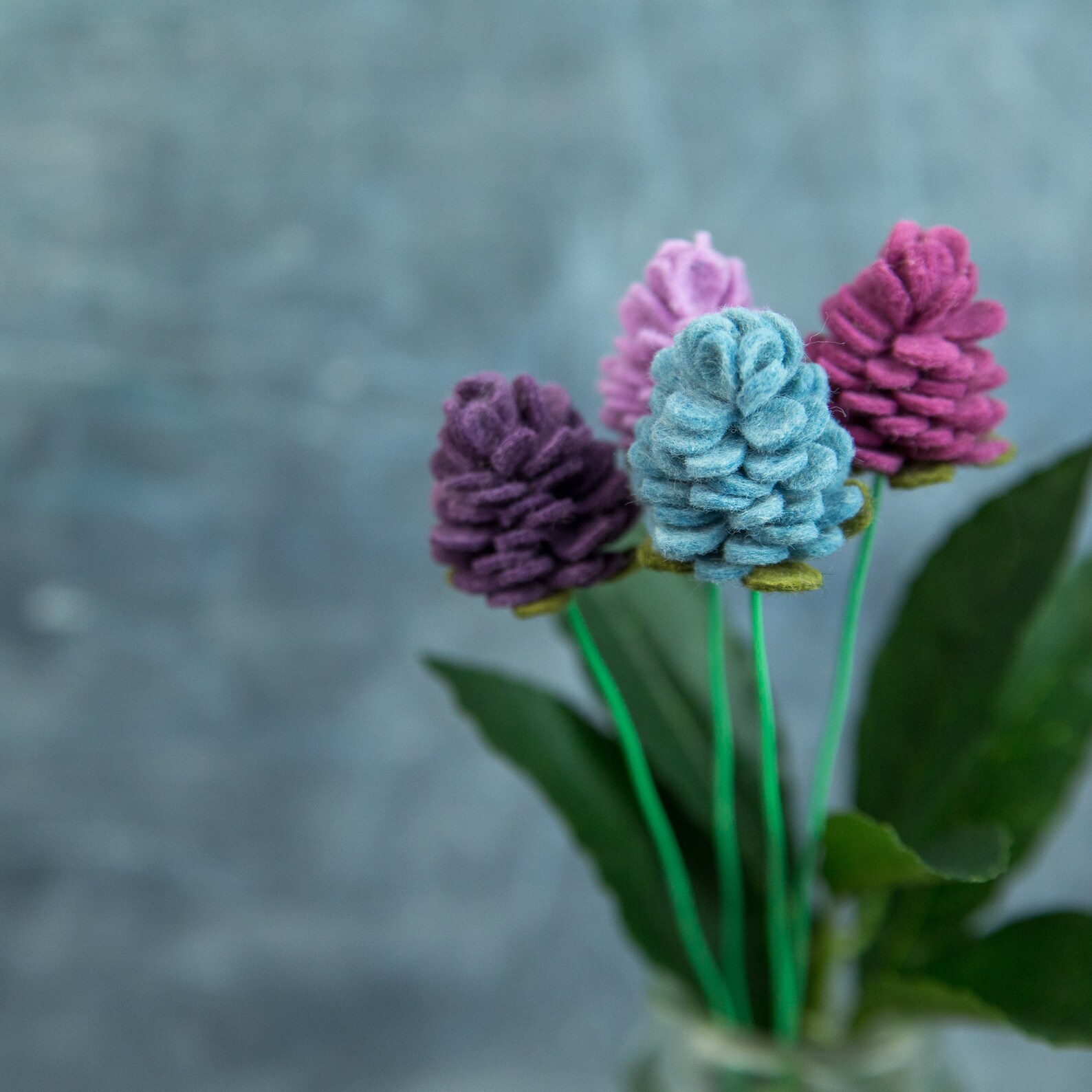 Felt Thistle Flower Stem Felt Flowers Wedding Bouquet Etsy