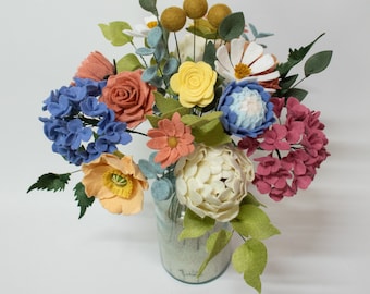 Hydrangea Peony Protea Bouquet Felt Flowers