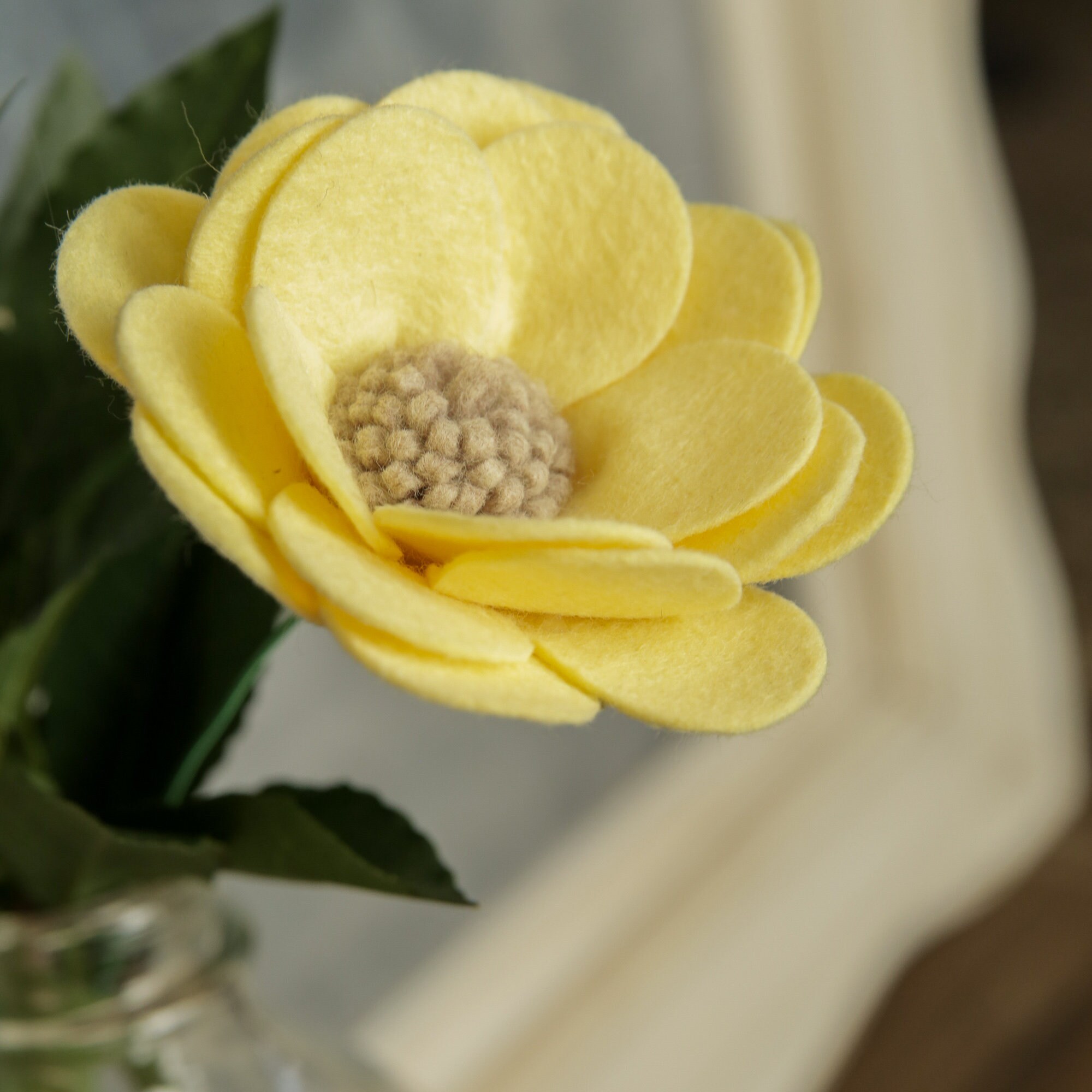 Ground Rose Felt Flower Stem Etsy