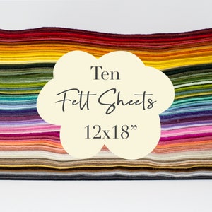 Rainbow Felt Sheets: Ten 12x18&quot; Wool Blend Craft Fabric