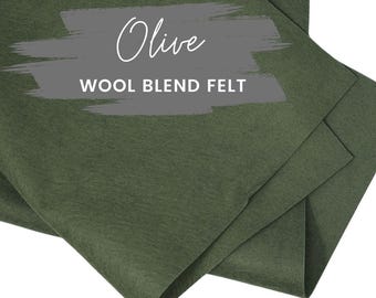 Olive Wool Blend Felt Sheet: DIY Craft Fabric
