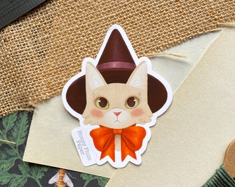 Witch Cat ~ Planner / Journal Sticker ~ illustration / drawing / fall / autumn / Halloween / cat lady gift / HoneyPlumPaper