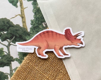 Triceratops Sticker ~ Matte Dinosaur Sticker ~ T-Rex / Herbivore / Planner / Journal Sticker ~ illustration / drawing ~ HoneyPlumPaper