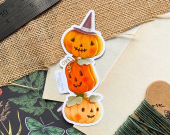 Midnight Pumpkins Sticker ~ Planner / Journal  ~ illustration / drawing / fall / autumn / cottagecore / Halloween / HoneyPlumPaper