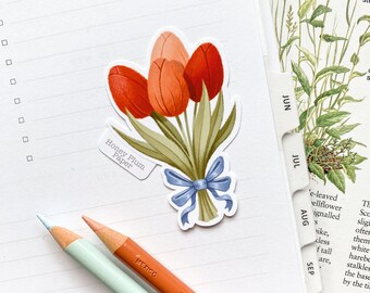 Tulip Bouquet Sticker ~ Farm / Spring / Summer / Cottage / Easter ~ illustration / painting / drawing ~ Honey Plum Paper