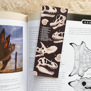 Fossil Bookmark Double Sided Dinosaur Art illustration / painting / drawing HoneyPlumPaper image 1