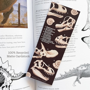 Fossil Bookmark Double Sided Dinosaur Art illustration / painting / drawing HoneyPlumPaper image 3