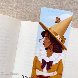 Springtime Witch Bookmark Double Sided Cottagecore Art illustration / painting / drawing HoneyPlumPaper image 5