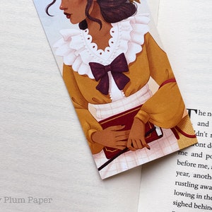 Springtime Witch Bookmark Double Sided Cottagecore Art illustration / painting / drawing HoneyPlumPaper image 2