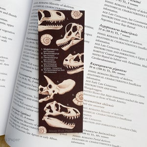 Fossil Bookmark Double Sided Dinosaur Art illustration / painting / drawing HoneyPlumPaper image 5