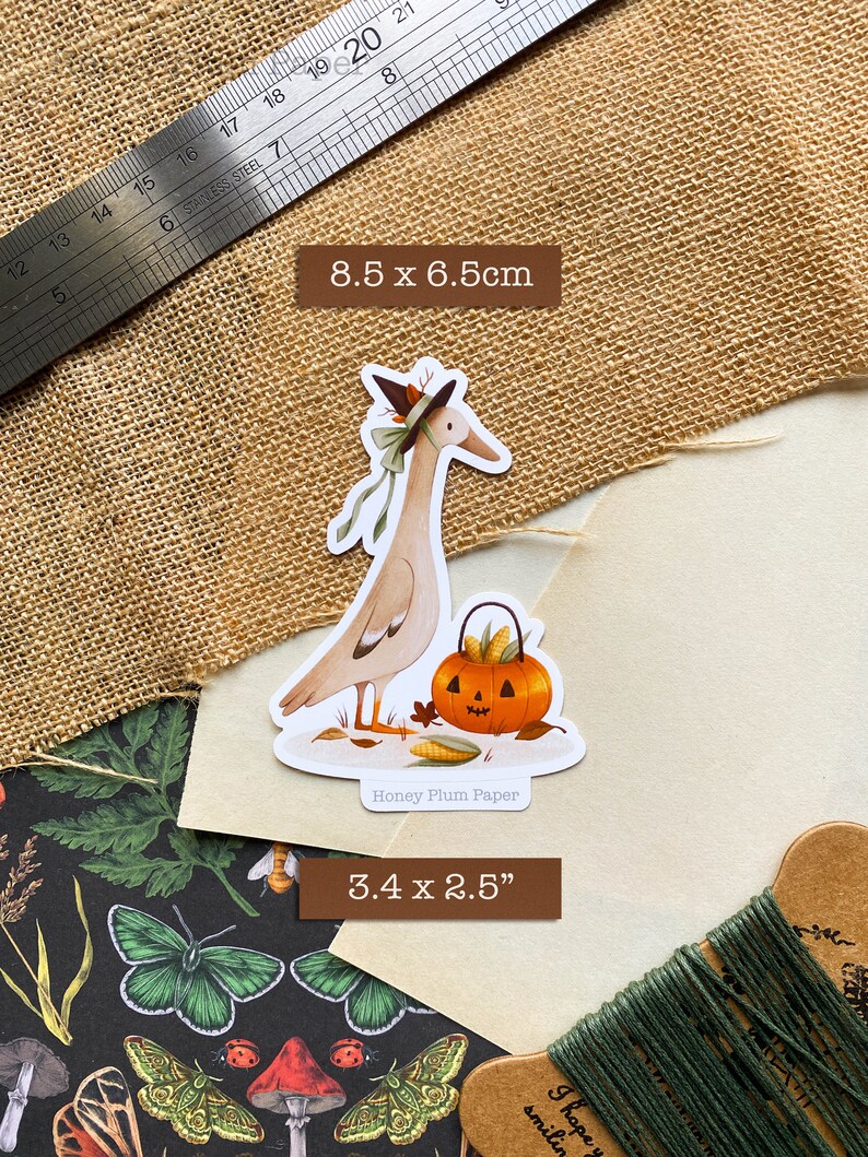 Halloween Duck Sticker Planner / Journal Sticker illustration / drawing / fall / autumn / cottagecore / cute gift / HoneyPlumPaper image 2