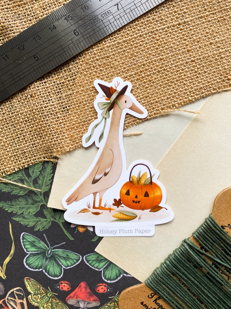 Halloween Duck Sticker Planner / Journal Sticker illustration / drawing / fall / autumn / cottagecore / cute gift / HoneyPlumPaper image 1