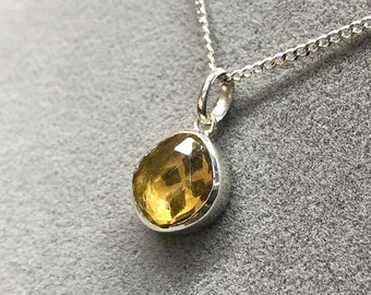 Cognac Honey Topaz Oval Everyday Necklace, Colorful Gemstone, Silver Jewelry, Precious Stones, Mother's Day, Perfect Gift for her