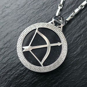 Artemis necklace and pendant, the Greek Goddess of Hunt, Silver Handmade