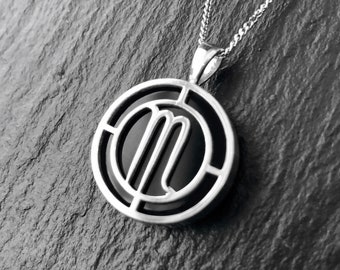 Zilveren Schorpioen teken ketting met Onyx edelsteen, Zodiac sieraden, Schorpioen verjaardagscadeau, astrologie ketting, dierenriem symbolen
