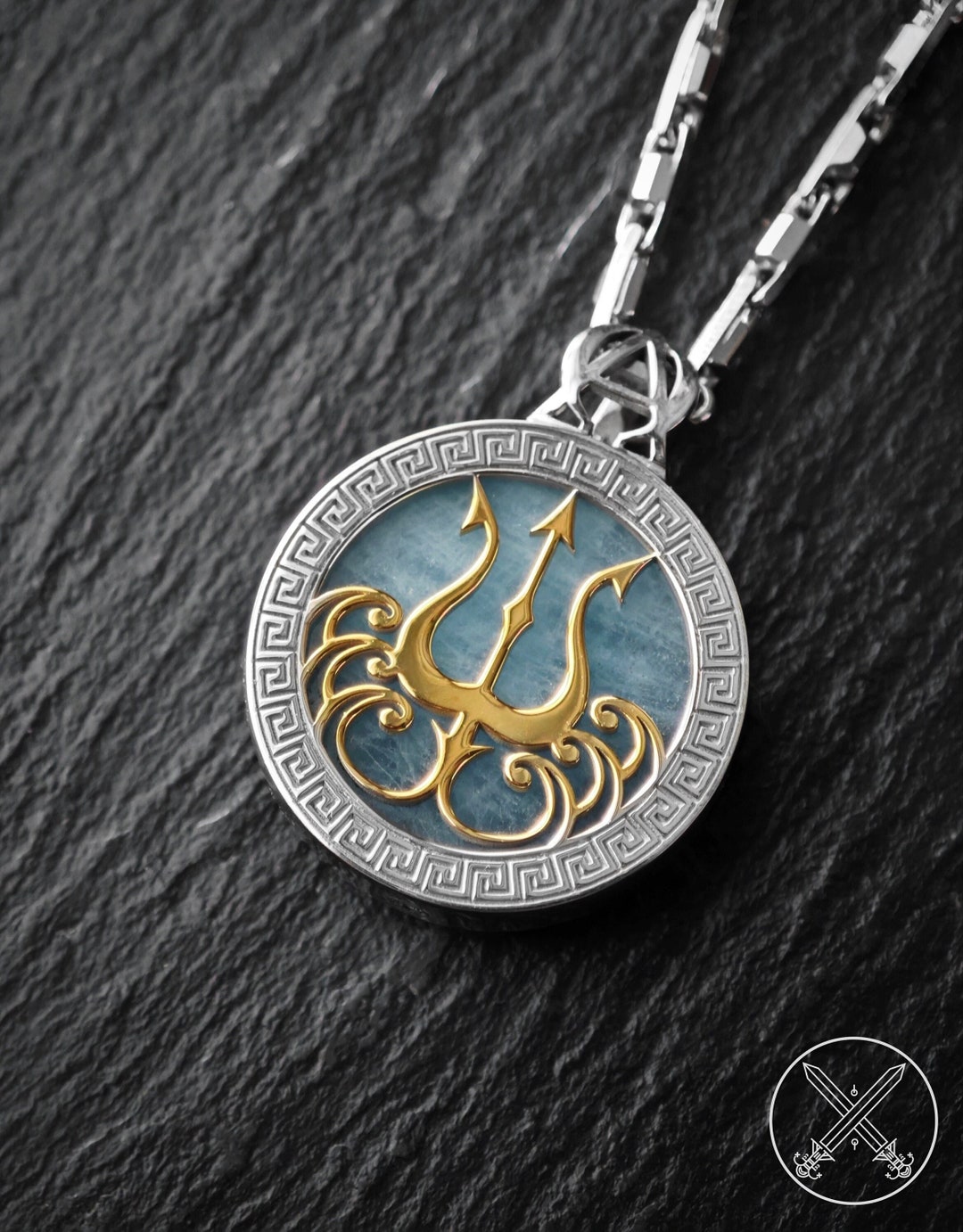 Poseidon the Greek God of Sea Trident Necklace / Pendant With ...