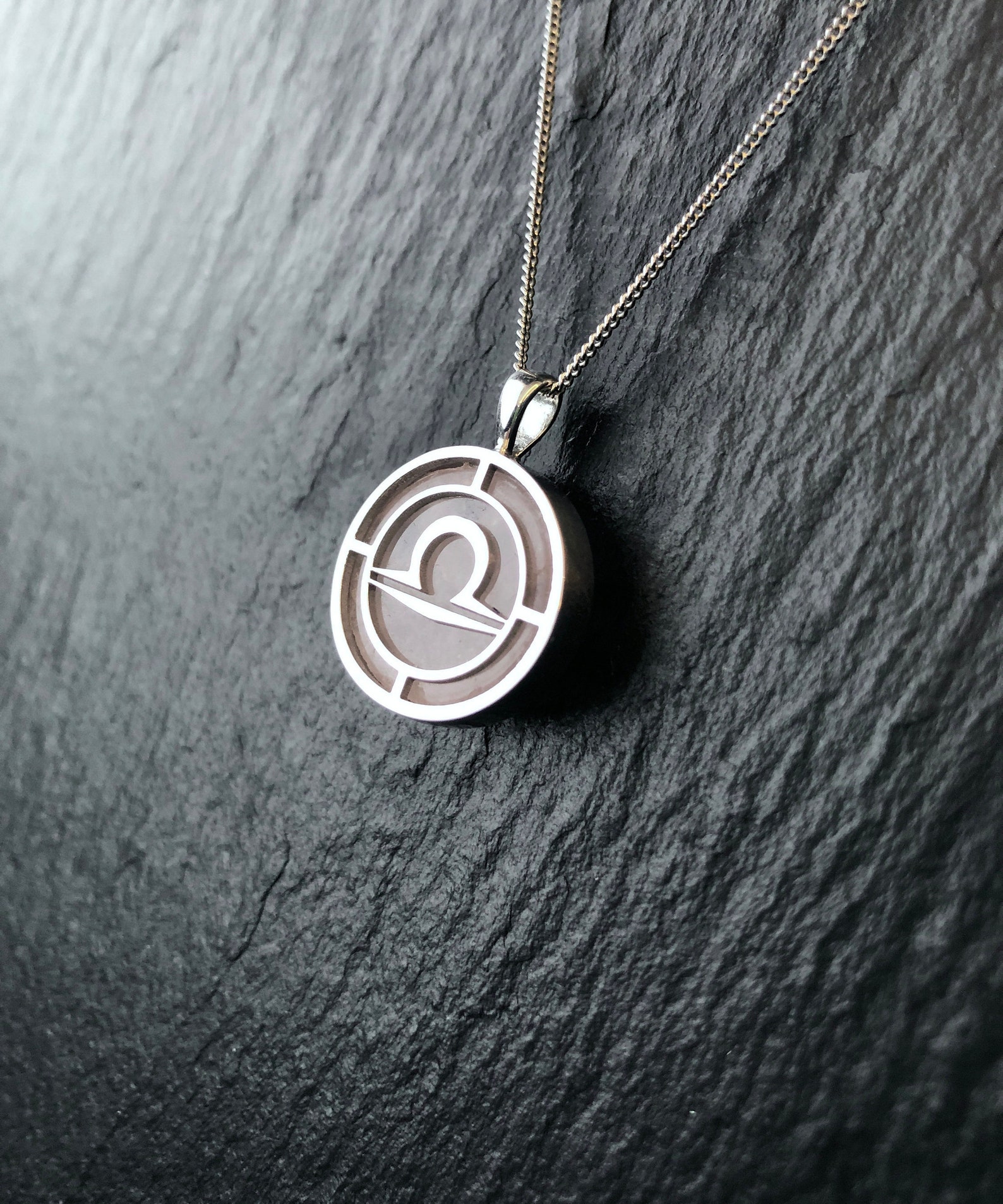 Libra Sign Necklace with Rose Quartz Gemstone Zodiac Jewelry Etsy