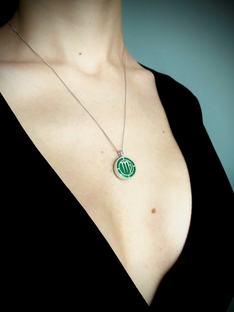 Virgo Sign Necklace With Green Jade Gemstone Zodiac Jewelry Etsy