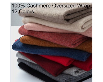 100% Cashmere Knit Wrap Shawl Scarf 200 x 60cm / 79" x 24" Oversized Cashmere Wrap 12 Colors