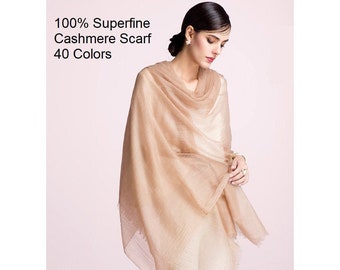 100% Superfine Cashmere Scarf Shawl Wrap 230 x 100 cm / 90" x 39" Featherlight Pocketable Oversize Extra Large  20 Colors