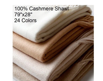 100% Cashmere Wrap Shawl Scarf 200cm x70cm / 79" x 27.5" Oversize 24 Colors Mongolia Superior Cashmere