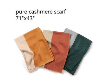 100% Cashmere Wrap Scarf Shawl 71"x43"or 180x110cm Woman Scarf Wrap Color block