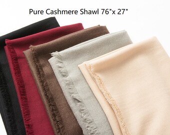 100% Cashmere Wrap Shawl Scarf 194 x 70cm / 76" x 27.5" Oversize Finest Cashmere  5 Colors