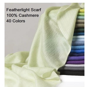 100% Superfine Cashmere Scarf Shawl Wrap 230 x 100 cm / 90" x 39" Featherlight Pocketable Oversize Extra Large  20 Colors
