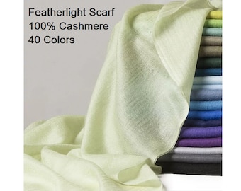 100% Superfine Cashmere Scarf Shawl Wrap 230 x 100 cm / 90" x 39" Featherlight Pocketable Oversize Extra Large  20 Colors